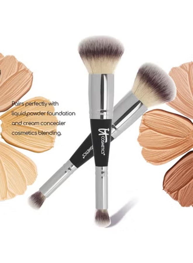 IT Cosmetics Heavenly Luxe Complexion Perfection Brush #7 - Dual-Ended Premium Makeup Brush For Foundation Concealer & Contour, Ultra-Soft Synthetic Fibers, Airbrush Finish, Pro-Hygienic, Cruelty-Free - Image 5